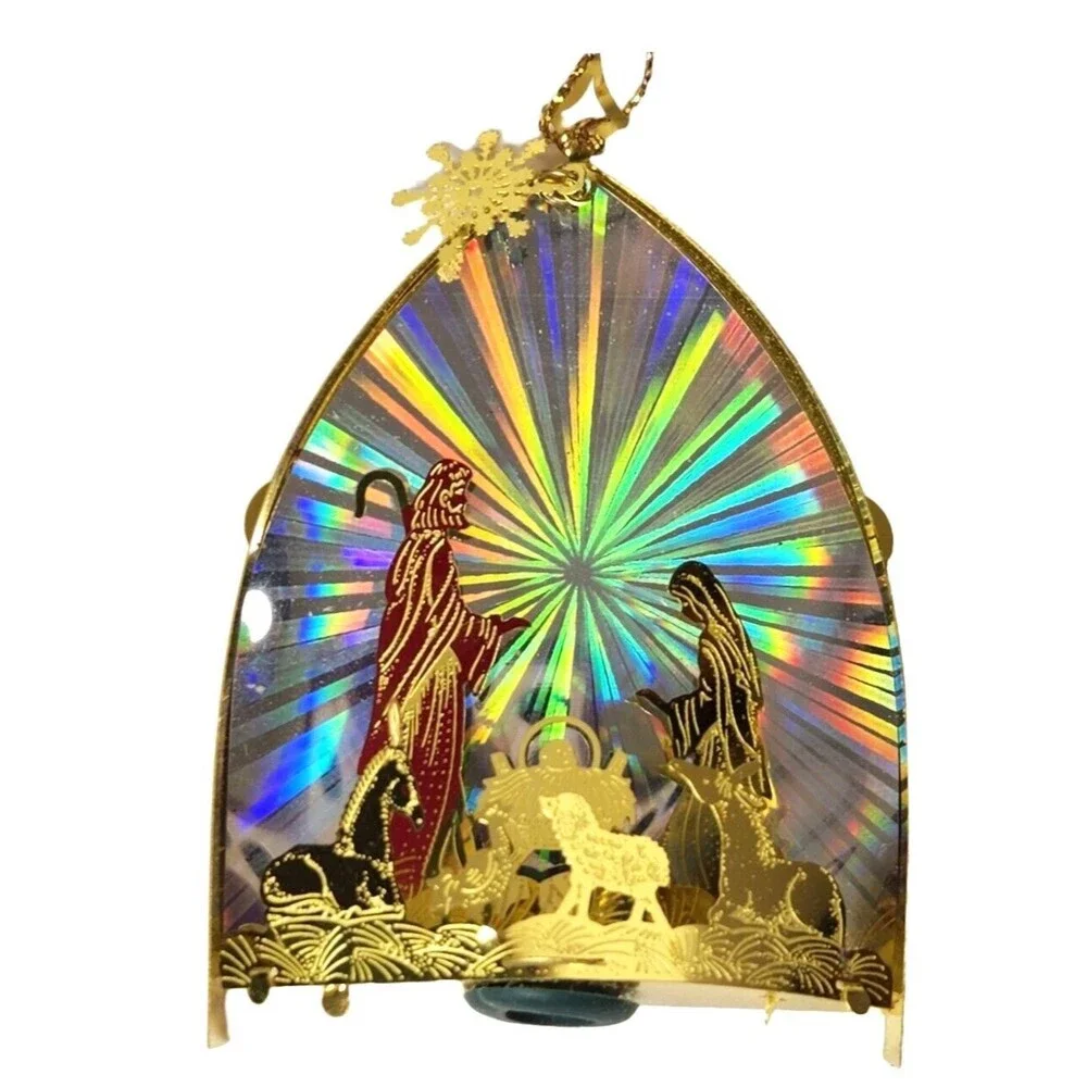 Vintage Nativity Christmas Ornament Light Cover Taiwan Laser Etched 3-D